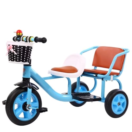 Kinderwagen für Kleinkinder im Alter von 2 bis 5 Jahren, Kinderdreiräder mit Zwei Sitzen für Zwillinge, leichte Schaumstoffräder, Dreirad-Dreirad, Vorderkorb, Tret-Dreiräder von LSQXSS