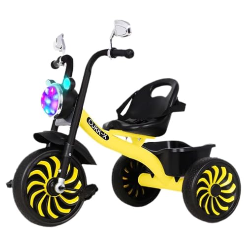 Kleinkind-Dreirad mit Musikscheinwerfer, Kinder-Dreirad mit 120°-Lenkstange, Verstellbarer Sitz mit Gurt, 3-Rad-Laufrad für 3–5 Jahre, Schaumstoffrad von LSQXSS