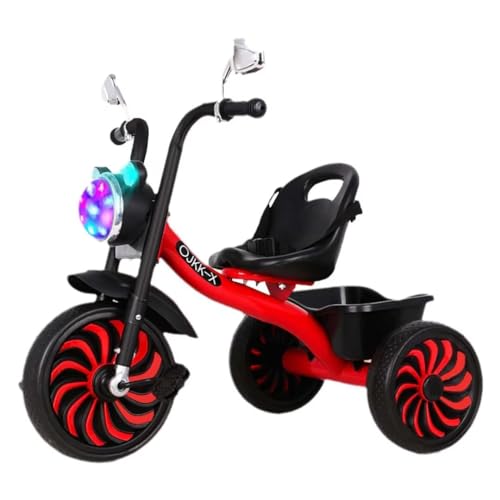 Kleinkind-Dreirad mit Musikscheinwerfer, Kinder-Dreirad mit 120°-Lenkstange, Verstellbarer Sitz mit Gurt, 3-Rad-Laufrad für 3–5 Jahre, Schaumstoffrad von LSQXSS