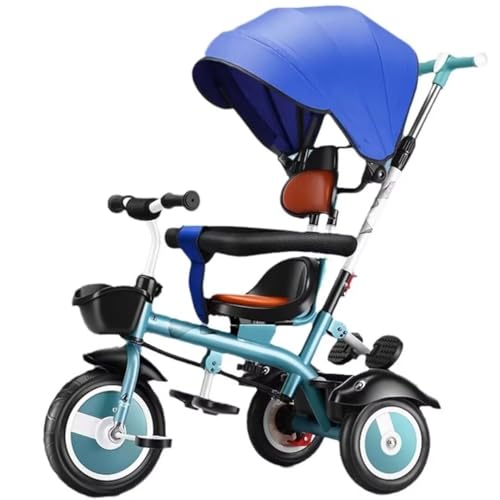 Kleinkind-Kinderwagen mit um 180° drehbarem Sitz, Schiebedreirad mit Verdeck für 1–6 Jahre, Elternlenkdreirad mit Schiebegriff, Kinderdreirad, Titanrad, Fußbremsen von LSQXSS