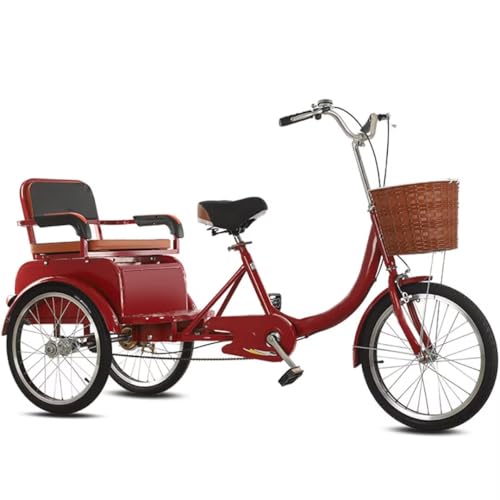 LSQXSS Tandem-Dreirad mit Rücksitz, Cruiser-Trike, 3-Rad-Fahrrad, Mobilitäts-Rikscha-Dreirad zum Einkaufen und Reisen, Vorder- und Hinterradbremsen von LSQXSS