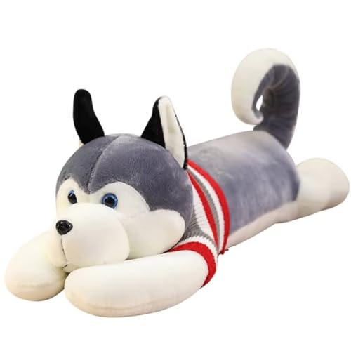 Niedliche Husky-Plüschpuppe für Jungen und Mädchen,Simulationspullover-Hunde-Plüschtier,Stofftiere aus PP-Baumwolle,Plüschtiere als beruhigendes Geschenk zum Kindergeburtstag,umarmendes Plüschkissen von LSQXSS