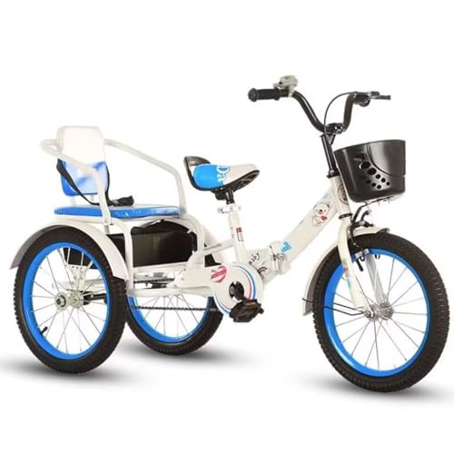 Pedal-Dreiräder für Kleinkinder im Alter von 2–10 Jahren,Outdoor-Cruiser-Dreiräder,Kettenfahrräder,Tandem-Dreiräder mit Rücksitz,klappbare Kinder-Dreiräder mit Einzelbremse,Dreiräder,Speichen-Luftrad von LSQXSS