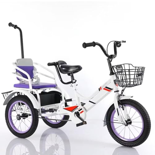 Pedaldreiräder für Kleinkinder,Cruiser-Dreiräder mit Schiebegriff und Armlehne für Eltern,Tandem-Dreiräder mit Rücksitz,Kinderdreiräder mit Einzelbremse,Dreiräder,Speichenrad von LSQXSS