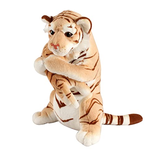 LSSHPZLFC 18-Zoll-Tiger-Plüschtier, Süße Mutter Und Kind, Tiger-Stofftier, Mädchen, Beruhigt Schlafkissen, Wilde Tiere, Puppe, Kindergeschenk for Jungen Und Mädchen(Beige) von LSSHPZLFC