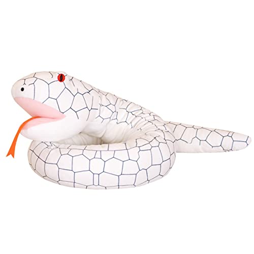 LSSHPZLFC Lebensechte Anaconda-Schlangen-Plüschpuppenspielzeug, Simulation 65-Zoll-Kissen, Weiche Boa Constrictor, Handschuhpuppe In Schlangenform, Niedliche Schlangenpuppen-Kissengeschenke(White) von LSSHPZLFC