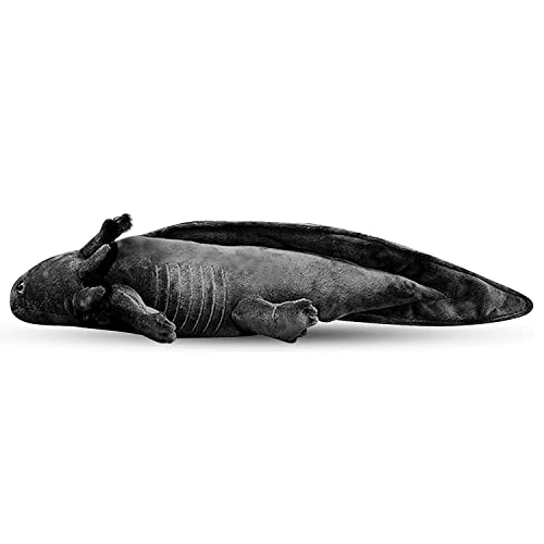 LSSHPZLFC Realistisches Axolotl-Plüschtier, 18-Zoll-Axolotl-Fisch, Weiche Gruselige Kuscheltiere, Niedliches Sechseckiges Dinosaurier-Reptilien-Plüschtier, Geschenke for Kinder(Black) von LSSHPZLFC