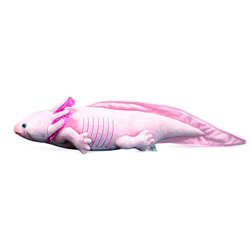 LSSHPZLFC Realistisches Axolotl-Plüschtier, 18-Zoll-Axolotl-Fisch, Weiche Gruselige Kuscheltiere, Niedliches Sechseckiges Dinosaurier-Reptilien-Plüschtier, Geschenke for Kinder(Pink) von LSSHPZLFC