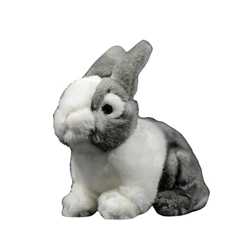 LSSHPZLFC Realistisches Niederländisches Kaninchen-Plüschtier, 7 Zoll Grauer Weicher Hase Stofftier Kaninchen Wildtiere Puppe Umarmungsspielzeug Kindergeschenk for Jungen Mädchen von LSSHPZLFC