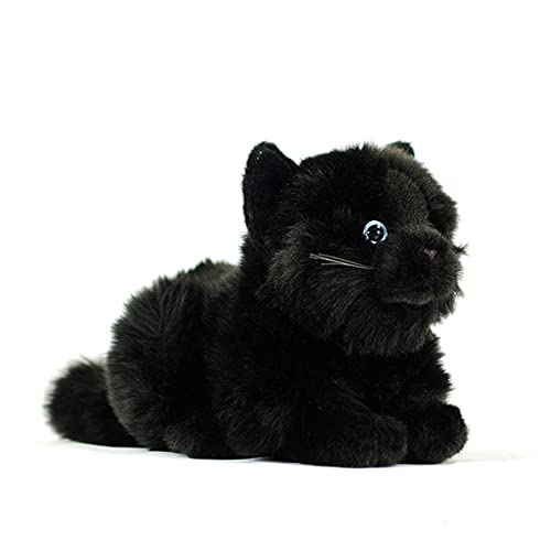 LSSHPZLFC Realistisches Schwarzes Katzen-Plüschtier, 20,3 cm Lange Kätzchenpuppen, Weiche Kurzhaar-Katzentiere, Stofftiere, Weiches Kuschelspielzeug, Geschenke for Kinder von LSSHPZLFC