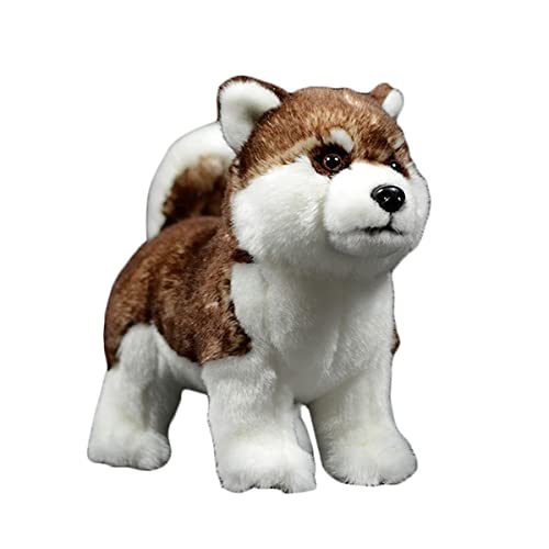 LSSHPZLFC Simulation Sibirischer Husky-Plüschtier, 25,4 cm, Brauner Husky-Welpenhund, Stofftier, Realistisches Haustierspielzeug, Geschenk for Jungen, Mädchen, Kinder von LSSHPZLFC