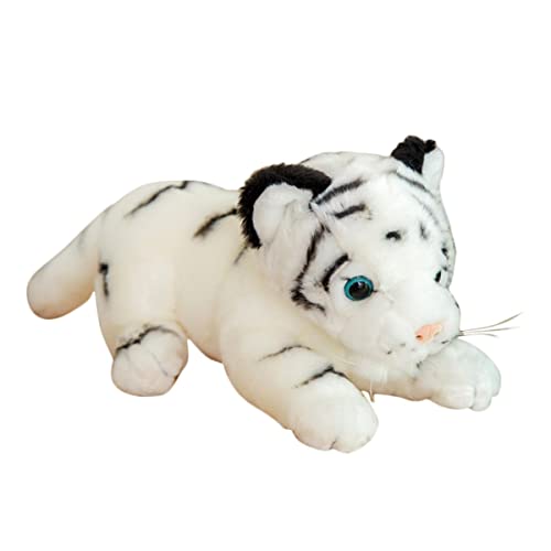 LSSHPZLFC Tiger Plüschtier Kuscheltier Plüschkatze 17 Zoll Niedliche Lebensechte Tiger Kuscheltiere Tiere Kinderspielzeug Geschenk for Jungen Baby Umarmung Tiger(White,45cm) von LSSHPZLFC