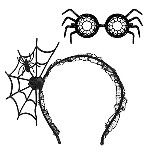LSYYSL 1 x Spinnennetz-Stirnband, 1 x Spinnen-Brillengestell, lustiges Stirnband, Web-Stirnband, für Halloween-Dekoration, Cosplay, Kostümparty von LSYYSL