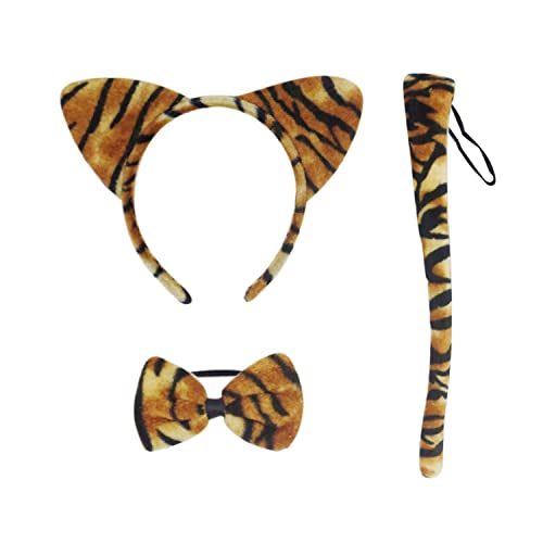 LSYYSL 3-teiliges Tiger-Kostüm-Set für Kinder, Kinderohren, Stirnband, Schwanzschleife, Tiger-Rollenspiel-Kostüm, geeignet für Kindertagsspiele, Karnevalsparty, Verkleidung von LSYYSL