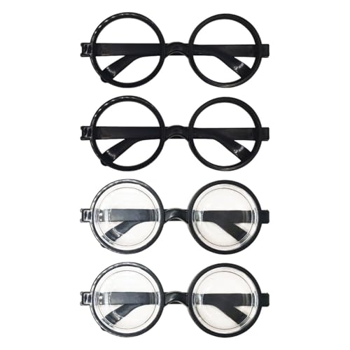 LSYYSL 4 Stück schwarze runde Brille Nerdy Brille Fun Retro Brille Show Prop Dekoration von LSYYSL