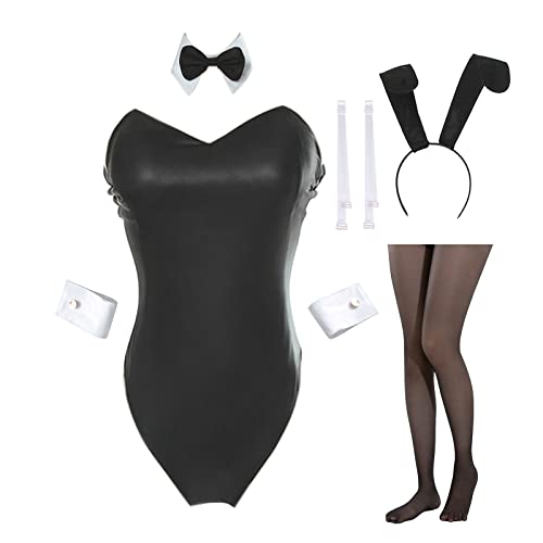 LTAKK Bunny Suit Damen Bunny Cosplay Outfit Senpai Maid Kostüm Schwarz Bodysuit, X-Small von LTAKK