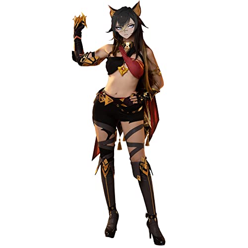 LTAKK Genshin Impact Cosplay-Kostüm für Damen, Anime-Outfit, Dehya Red, XS-S von LTAKK