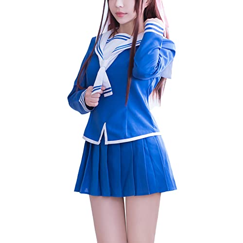 LTAKK Kawaii Sailor Kleid Anime Japanische Schulmädchen Uniform Tohru Honda Cosplay Dienstmädchen Outfit, Tohru Honda Blue, Medium von LTAKK