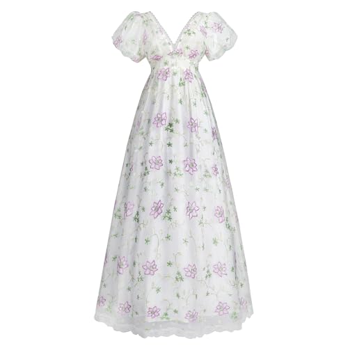 LTAKK Regency-Kleid für Damen, Regency-Kostüm, Empire-Taille, Teeparty, V-Ausschnitt, viktorianisches Kleid mit Schärpe, Flieder, Größe XXL LTAKK Regency-Kleid für Damen, Regency-Kostüm, Empire-Taille, Teeparty, V-Ausschnitt, viktorianisches Kleid mit Schärpe, Flieder, Größe XXL von LTAKK