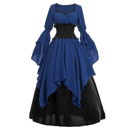 LTAKK Renaissance-Kleid, Mittelalter-Kostüm, viktorianische Kleider, Damen, Bauer, Gothic, Fee, Hexe, Hochzeitskleid, Königsblau, Small von LTAKK