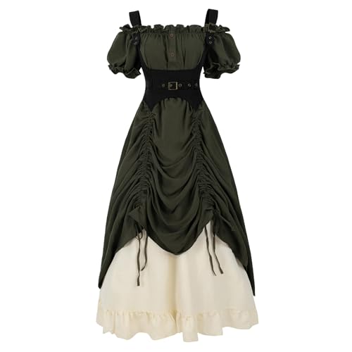 LTAKK Renaissance-Kleid für Damen, mittelalterliches Kostüm, schulterfrei, Piraten-Kostüm, Steampunk, Ren-Faire-Kleider mit Korsett, 3-teilig, Moosgrün, XXL LTAKK Renaissance-Kleid für Damen, mittelalterliches Kostüm, schulterfrei, Piraten-Kostüm, Steampunk, Ren-Faire-Kleider mit Korsett, 3-teilig, Moosgrün, XXL von LTAKK