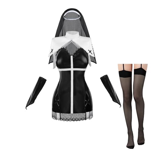 LTAKK the Nonne Kostüm Nonne Cosplay Etuikleid mit Handschuhen und Leggings, Large LTAKK the Nonne Kostüm Nonne Cosplay Etuikleid mit Handschuhen und Leggings, Large von LTAKK