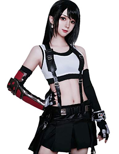 SHANSHAN Tifa Lockhart Cosplay Kostüm Final Fantasy Cosplay FF7 Remake Full Set Outfits Halloween (S-XXL) Weiß, Weiß, Small von LTAKK