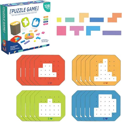 128-teiliges Buntes Block-Puzzlespiel, 2024 NEUES Russisches 3D-Block-Tangram-Spielzeug, Tangram-Form-Puzzle, Montessori-Puzzle, Geschenkspielzeug Für Kinder,1 PCS von LTDZ