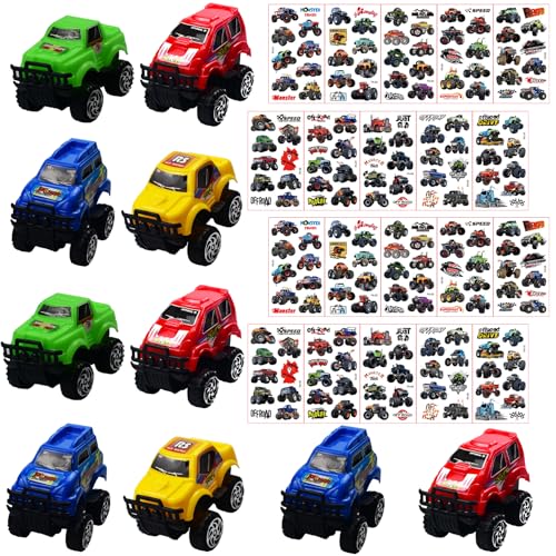 LTHOENG Monster Truck Geburtstag Deko,Mitgebsel Kindergeburtstag,10 Monster Truck 20 Tattoos für Kinder, Geburtstag Party Halloween Adventskalender Deko,Give Aways Gastgeschenk von LTHOENG