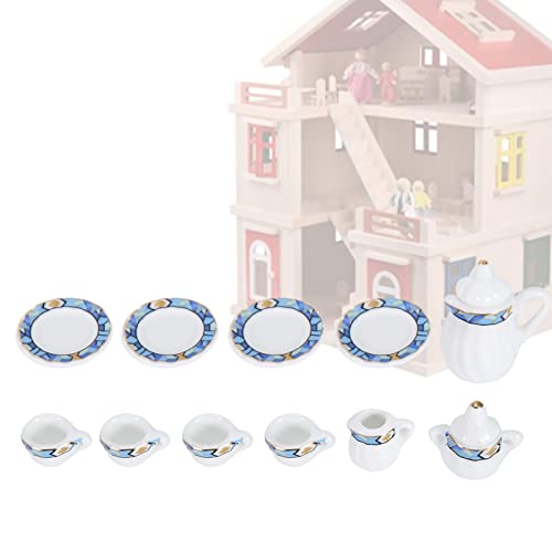 15 PCS 1:12 Scale Dollhouse Ature Mini Tea Cups ,Kitchen Accessories Set Porcelain Flower Tea Cup Set Decor Collection (Blue) von LTSQIN