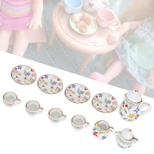 15 PCS 1:12 Scale Dollhouse Ature Mini Tea Cups,Kitchen Accessories Set Porcelain Flower Tea Cup Set Decor Collection (pink) von LTSQIN