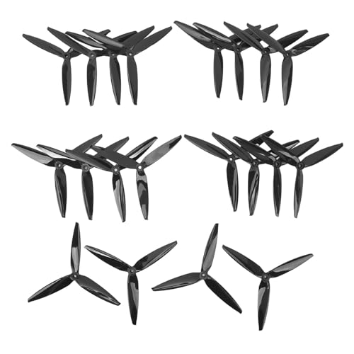 LTSQIN 10 Paar 7040 3-Blatt-Propeller, Drohnenpropeller, langlebig, leichte Ersatz-3-Blatt-Propeller aus Polycarbonat, CW- und CCW-Propeller für FPV-Drohnen (Schwarz) von LTSQIN