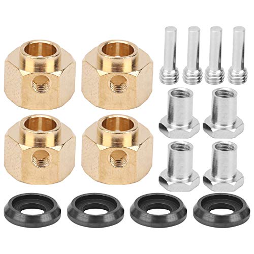 LTSQIN 4 Stück 12 mm Radantrieb-Sechskantnaben-Adapter, Messing, verlängerte Sechskant-Radnaben, Messing-Gewicht, Sechskantnabe, verlängerter Combiner, RC-Radabstandshalter für TRX4 TRX6 (10mm) von LTSQIN