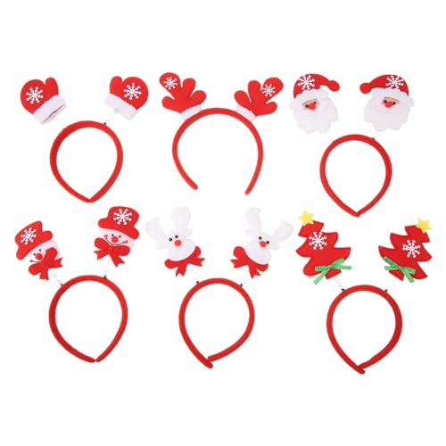 LTSQIN Weihnachts-Stirnband-Set, Weihnachts-Stirnbänder, Weihnachts-Kostüm-Kopfschmuck, Weihnachts-Kopfbedeckung für Weihnachtsparty-Zubehör, 6 Stück Weihnachts-Stirnbänder von LTSQIN