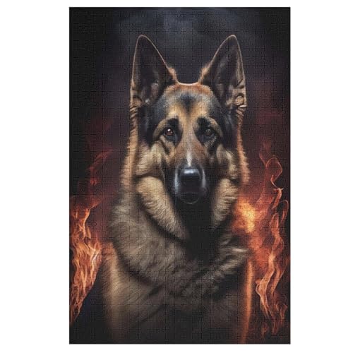 Deutscher Schäferhund 1000 Teile Puzzles Für Erwachsene, Impossible Puzzle, Geschicklichkeitsspiel Für Die Ganze Familie, Kinder Holzpuzzle 78×53cm von LTTTT