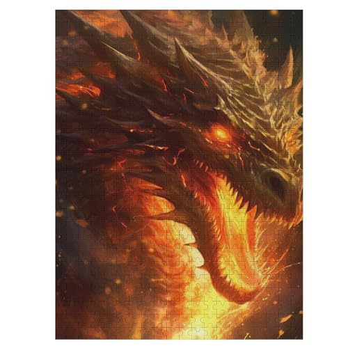 Drache 500 Teile Puzzles Für Erwachsene, Impossible Puzzle, Geschicklichkeitsspiel Für Die Ganze Familie, Kinder Holzpuzzle 55×41cm von LTTTT