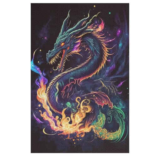 Drache Puzzle 1000 Teile, Holzpuzzle Für Erwachsene Kinder, Impossible Puzzles, Geschicklichkeitsspiel Für Die Ganze Familie 78×53cm von LTTTT