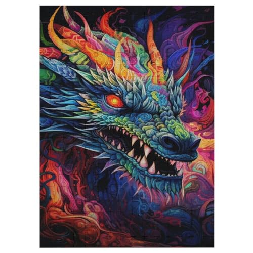 Drache Puzzle 300 Teile, Holzpuzzle Für Erwachsene Kinder, Impossible Puzzles, Geschicklichkeitsspiel Für Die Ganze Familie 42×30cm von LTTTT