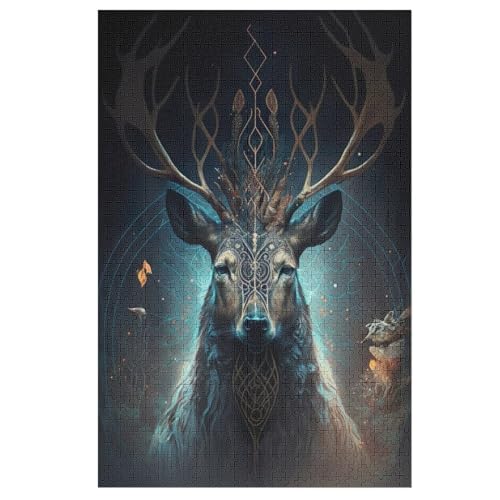 Fantasy Hirsch-Puzzle Für Erwachsene, 1000 Teile, Holzpuzzle, Kinderpuzzle, Dekompressionsspiel, Spielzeugpuzzle 78×53cm von LTTTT