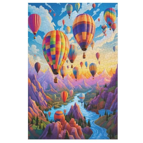 Heißluftballon Holzpuzzle Für Erwachsene Teenager Stress Abbauen Familien-Puzzlespiel Poster 1000-teiliges Puzzle Kinder Lernspiel 78×53cm von LTTTT