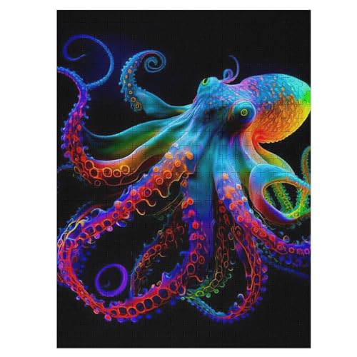 Holzpuzzle Oktopus Puzzle 500 Teile Erwachsene Klassische Pädagogisches Spielzeug Kinder Lernspiel Herausforderndes Puzzles 55×41cm von LTTTT