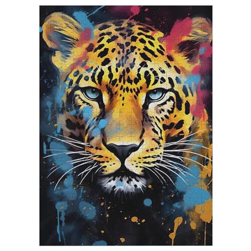 Holzpuzzles 300 Teile Leopard -Puzzle Für Jungen Und Mädchen, Schwierigkeitsgrad, Lernspiele, Familienspielzeug 42×30cm von LTTTT