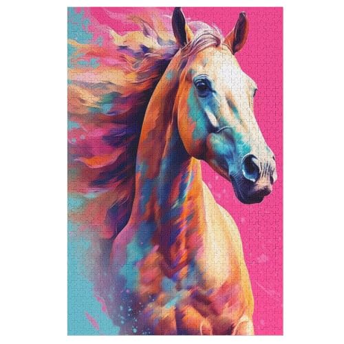 Horse 1000 Teile Puzzles, Wood Craft, Hochwertiges Modernes Puzzle, DIY, Für Erwachsene Und Kinder Ab 12 Jahren, 78×53cm von LTTTT