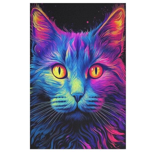 Katze 1000 Teile Puzzles, Wood Craft, Hochwertiges Modernes Puzzle, DIY, Für Erwachsene Und Kinder Ab 12 Jahren, 78×53cm von LTTTT