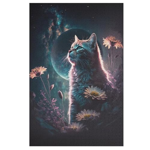 Katze 1000 Teile Puzzles Für Erwachsene, Impossible Puzzle, Geschicklichkeitsspiel Für Die Ganze Familie, Kinder Holzpuzzle 78×53cm von LTTTT