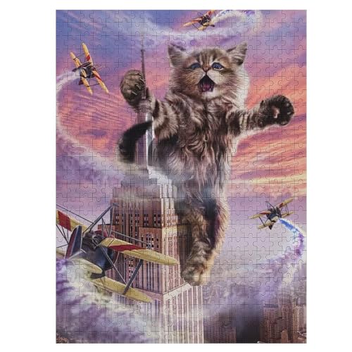 Katze Holzpuzzle Erwachsene - 500 Teiliges Jigsaw Knobelspiel - Puzzle Für Erwachsene & Kinder - Outdoor & Reisespielzeug 55×41cm von LTTTT