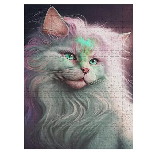 Katze Puzzles 500 Teile Erwachsener Kniffel Spaß Für Die Ganze Familie, Holzpuzzle Kinder Erwachsene, Impossible Puzzle Schwer 55×41cm von LTTTT