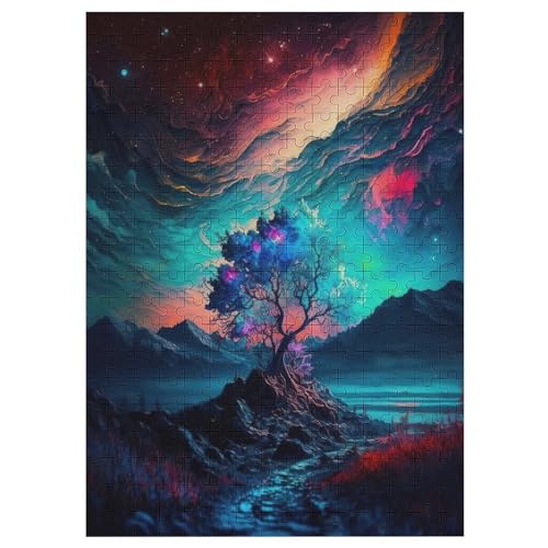 Kosmischer Lebensbaum Holzpuzzle 300 Teile, Knobelspiele Für Erwachsene, Teenager, Puzzles Unmögliche - Kinder Puzzle Zimmer Deko 42×30cm von LTTTT