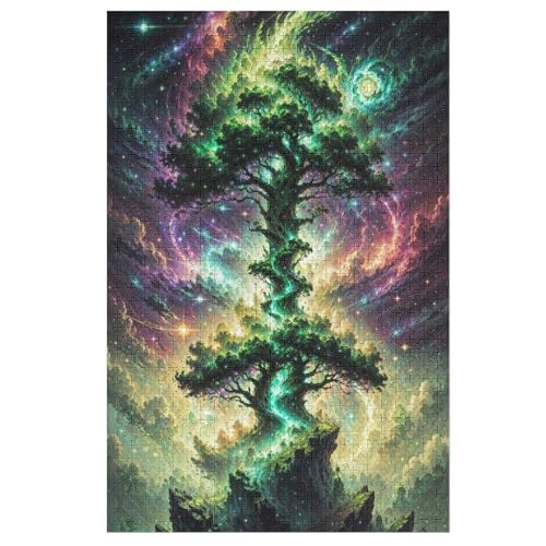 Kosmischer Lebensbaum Holzpuzzle Für Erwachsene Teenager Stress Abbauen Familien-Puzzlespiel Poster 1000-teiliges Puzzle Kinder Lernspiel 78×53cm von LTTTT