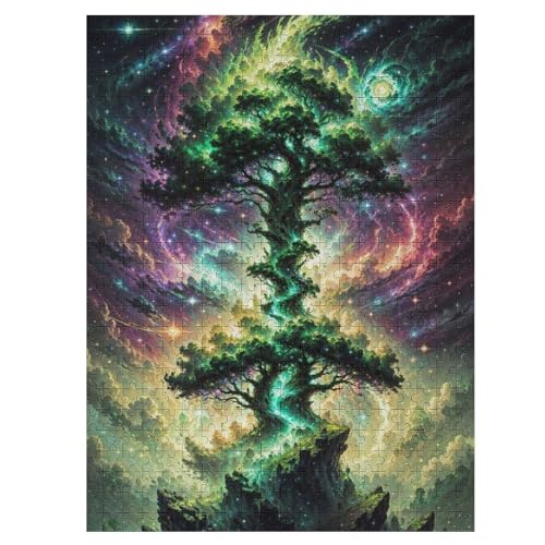 Kosmischer Lebensbaum Puzzle 500 Teile, Holzpuzzle Herausforderndes Geschicklichkeitsspiel, Kinder Erwachsenenpuzzle Ab 12 Jahren 55×41cm von LTTTT